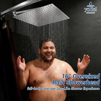 16 Inch Rain Shower Head,Rainfall Showerhead,Chrome | All Metal 304 Stainless Steel with 324 Silicone Nozzel, Full Body Coverage,Ceiling Mounted