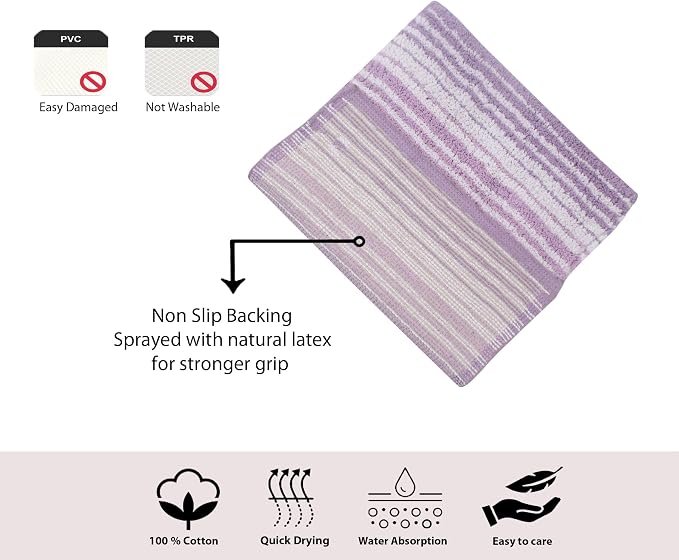 Home Weavers 100% Cotton Gradiation Collection Bathroom Décor | Washable Rug | Bathroom Mat | Kitchen Mat | Bathroom Rug Set | Bath Mat Set | Bath Floor Mat Non Slip, 3 Piece Set with Runner, Purple