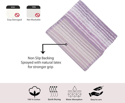 Home Weavers 100% Cotton Gradiation Collection Bathroom Décor | Washable Rug | Bathroom Mat | Kitchen Mat | Bathroom Rug Set | Bath Mat Set | Bath Floor Mat Non Slip, 3 Piece Set with Runner, Purple