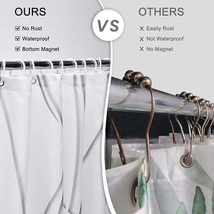 Striped Shower Curtain for Bathroom, Grey Shadow, 72" W x 72" L | with Hooks, Modern Hotel Style, Water Repellent, Washable, Weighted Hem