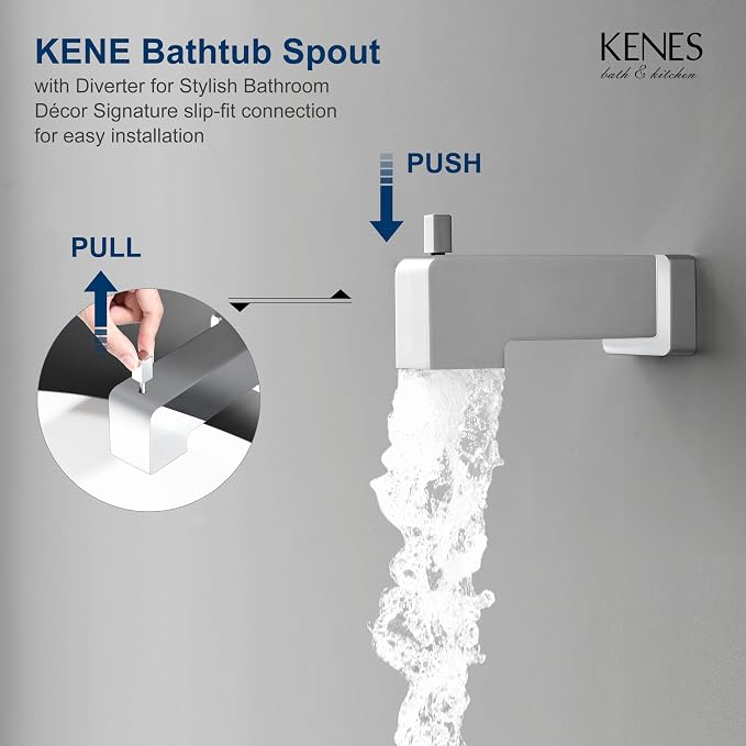 KENES Chrome Shower Set with Tub Faucet, Square Tub Shower Faucet Set | Shower Faucet with 10-Inch Rain Shower Head, Square Shower System, Valve Included, Lead-Free cUPC & NSF Certified, Stainless