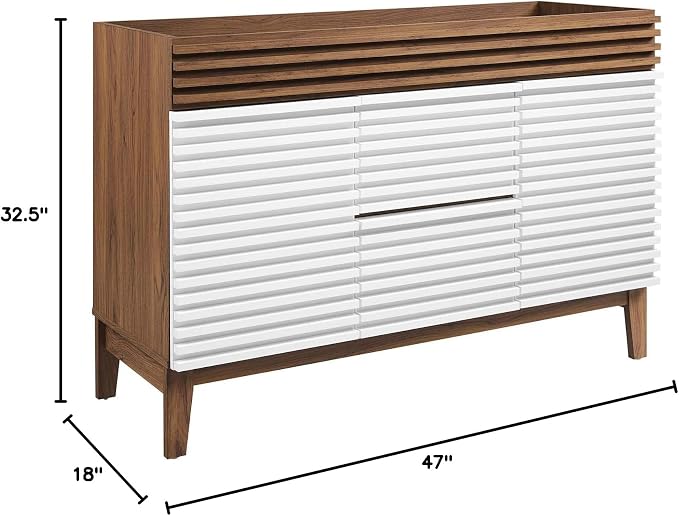 Modway Render 48" Double Sink Compatible (Not Included) Bathroom Vanity Cabinet in White Walnut