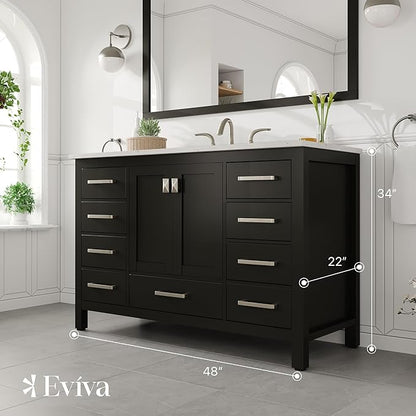 Eviva Aberdeen 48 in. Espresso Single Sink Bath Vanity with Carrara Quartz Top and Undermount Porcelain Sink
