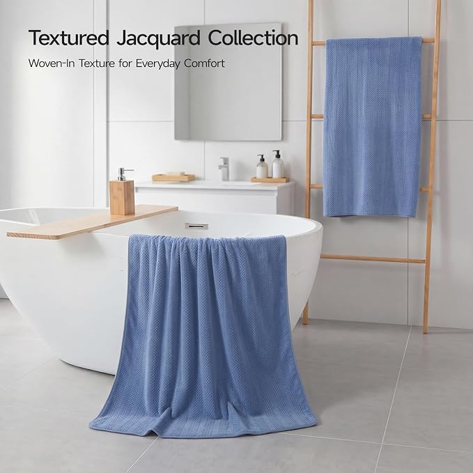 ecolook Microfiber Bath Towels Set of 2, 31 x 63 Inch Extra Large Bath Towel Set, Super Soft & Highly Absorbent, Quick Dry Lightweight Towels for Bathroom, Gym, Spa, Pool & Travel, Navy Blue