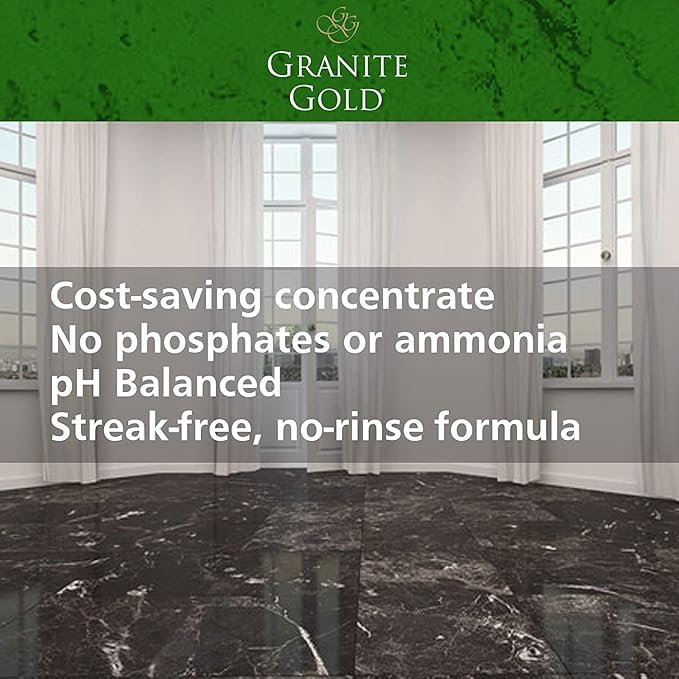 Granite Gold Stone And Tile Floor Cleaner - No-Rinse Deep Cleaning Granite, Marble, Travertine, Ceramic Solution - 32 Ounces (Packaging may vary)