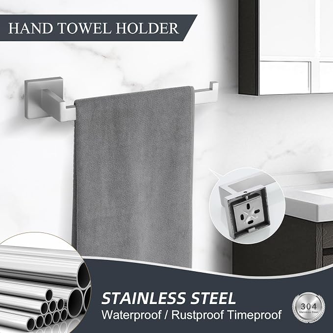 TURS Bathroom Hardware Set 4-Piece Brushed Bath Towel Bar Set Include 24 Inch Towel Bar Hand Towel Holder Towel Hook Toilet Paper Holder with Shelf Stainless Steel Bathroom Accessories Set