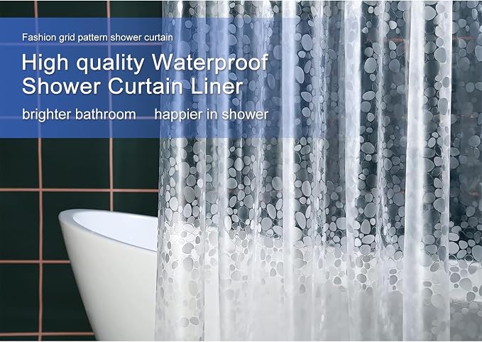 36x72 Shower Curtain Liner, EVA Vinyl Small Narrow Shower Curtain Liner with 2 Weighted Magnets and rustproof Metal Grommets for Bathroom,Non-Toxic Waterproof No Smell Shower Liner