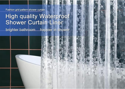 60 inch Height Shorted 8G Waterproof Shower Curtain Liner, Pebble Pattern, 3 Heavy Duty Magnets, Premium EVA Material Not PVC(72W x 60H)