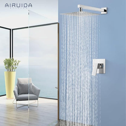 Airuida Shower Faucet Set,10 Inch Shower Valve Kit,Chrome Polish | Male Threads,Rough-in Valve Shower Trim Kit,Single Handle Control Shower Set