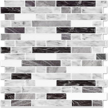 STICKGOO Thicker Design Peel and Stick Tile Backsplash, 12”×12”Stick on Backsplash for Kitchen, Self Adhesive Tile for Kitchen Backsplash and Bathroom(10 Sheets, Carrara Grey)