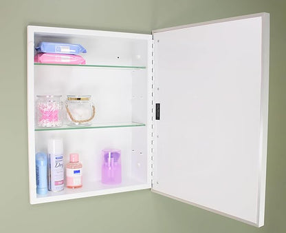Fox Hollow Furnishings 16x20 Parker Metro Metal Framed Rectangle Recessed Bathroom Medicine Cabinet, Floating Mirror, 14x24 in-Wall Opening, Adjustable Glass Shelves, Magnet Close, Brushed Nickel