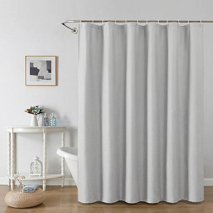 OWENIE Light Grey Shower Curtain for Bathroom 72x72 Inch, 3D Embossed Textured Waffle Fabric Shower Curtains, Soft Hotel Farmhouse Style, Water Repellent, Machine Washable, Light Grey, 72" W x 72" L