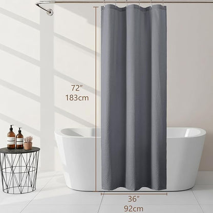 Grey Stall Shower Curtain 36 x 72 Inch, Textured Soft Fabric Waffle Narrow Size Modern Shower Small Curtain for Bathroom Hotel, Machine Washable, Water Resistant, 36Wx72L Inches