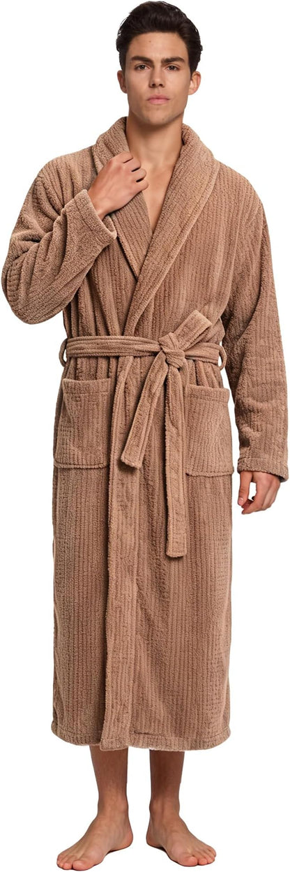 PJGGZ Men's Shawl Collar Bathrobe, Soft Long Towel Robe for Men - Super Absorbent Quick Dry yet Warm