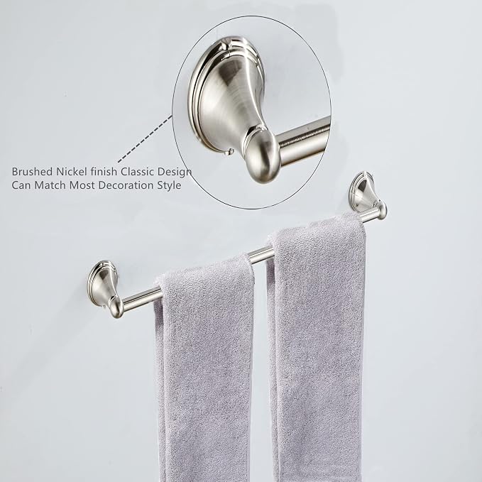 8Pcs Brushed Nickel Bathroom Accessories Set Towel Racks for Bathroom | Bathroom Hardware Set,2 * 24 Inch Towel Bar for Bathroom 2*Toilet Paper Holder 2* Towel Ring Towel Holders 2* Hook