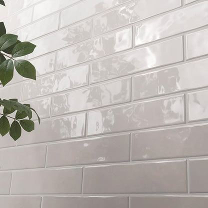 M S International Renzo Dove Glossy Ceramic Subway Tile for Bathroom, Kitchen Backsplash, Accent Wall, and Shower