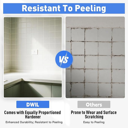 DWIL Tub Paint, Tub and Tile Refinishing Kit 33oz with Tools, Tile Refinishing Kit Bathtub Paint Water Based &Low Odor, Easy to Use Sink for Bathroom Kitchen, Semi-Gloss Light Grey, 50-55sq.ft