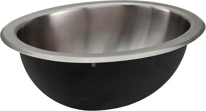 RecPro RV 10" x 13" Stainless Steel Oval Sink | Single Bowl | 1.5 Drain Hole (No Faucet)