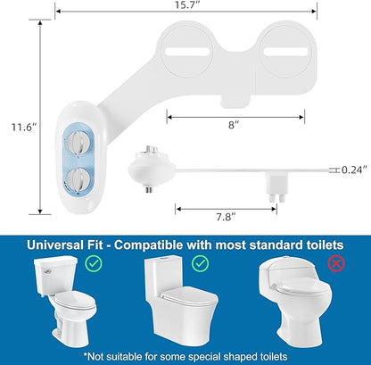 Ultra-Slim 3-in-1 Bidet Attachment for Toilet, Self-Cleaning Dual Nozzles for Posterior & Feminine Wash, Adjustable Water Pressure, Easy Install (Blue)