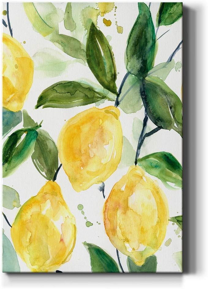 Renditions Gallery Canvas Nature Wall Art Paintings for Wall Decorations Yellow Lemons Branch Modern Abstract Wall Hanging Artwork Prints for Bedroom Living Room Office Kitchen - 8"x12" LT02