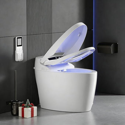 Smart Toilet with Bidet Built In with Warm Water Sprayer and Dryer | Foot Sensor Operation,Heated Seat toilet with LED Display for Bathroom,Auto Dual Flush