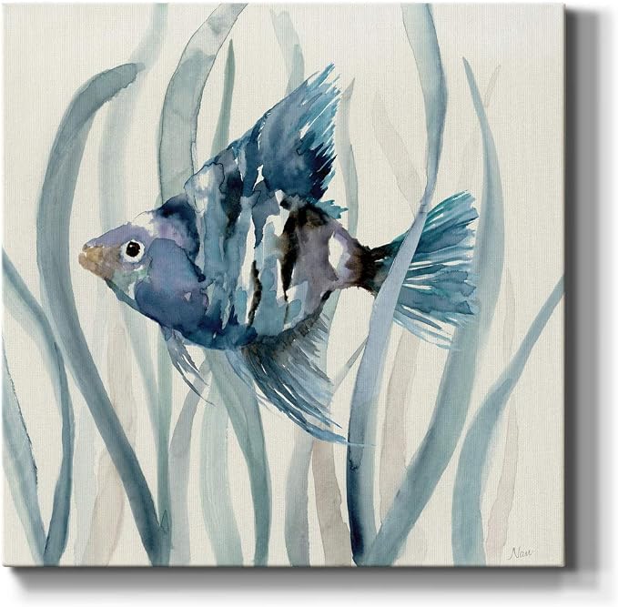 Renditions Gallery Fish in Seagrass II Wall Art, Premium Gallery Wrapped Canvas Decor, Ready to Hang, 40 in H x 40 in W, Made in America Print