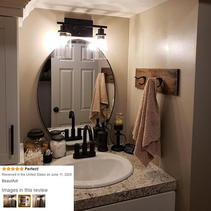 MELUCEE 2-Light Black Wall Sconce Industrial Vintage with Clear Glass Shade | Bathroom Vanity Lights Hallway Light Fixture Sconces Wall Lighting (Patent No.: US D963914 S)