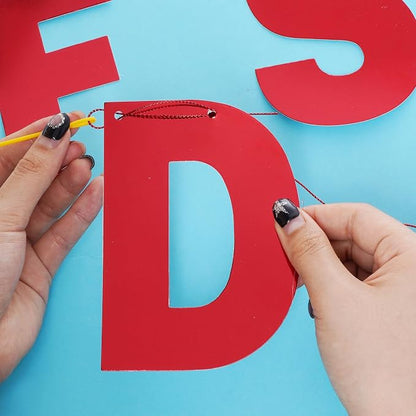 DIY Banner Kit with Letters Bright Red Customizable Birthday Banners Graduation Banner Custom Party Hanging Banners for Graduation Wedding Party Baby Shower Decoration (Bright Red)