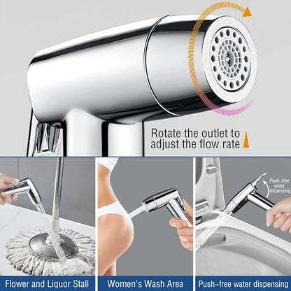 Handheld Bidet Sprayer Toilet Bathroom with Spring Hose Wall BracketSet, Closestool, Squatting Pan, Water Flower, Floor Cleaning Cloth Diaper for Bathroom Hygiene