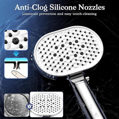 Filtered Shower Head with Handheld,High Pressure 4 Mode Shower with Filters | 6’’ Panel Shower Heads, Remove Chlorine & Reduce Dry Itchy Skin, Anti-clog Nozzles for Hard Water, Power Wash Showerhead