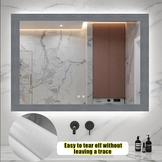Teemall 10M Black Wood Grain Removable PVC Waterproof Border Wall Decor Removable Self Adhesive Kitchen Bathroom Tiles Sticker Wallpaper 4.2x390 (Dark Gray, 4" x 390")