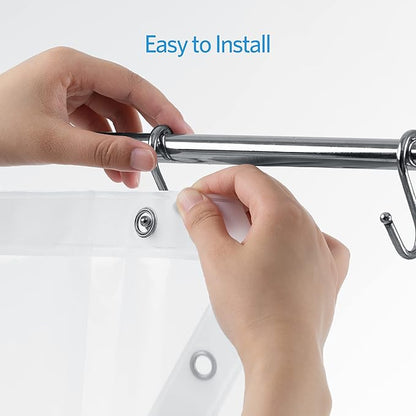EHZNZIE Shower Curtain Liner Light Weight PEVA, Shower Liner 72x78 Inches, Waterproof, No Chemical Smell with 12 Rust Proof Metal Grommets for Bathroom Shower Curtain, Clear
