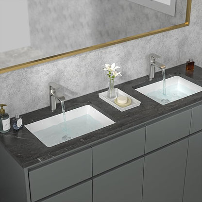 Sarlai Undermount Bathroom Sink - 22"x16" Vanity Sink Pure White Rectangular Undermount Vessel Sink Porcelain Ceramic Lavatory Vanity Bathroom Sink