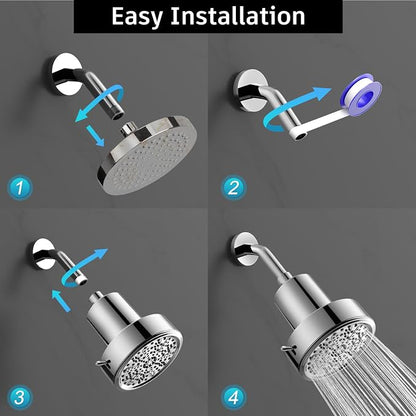 FEELSO Filtered Shower Head, High Pressure Shower Head with Filters | One-Click Filter Change Design, 6 Spray Rain Showerhead for hard water, Remove Chlorine, Improves Skin & Hair