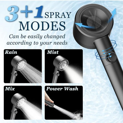FEELSO Filtered Shower Head with Handheld, High Pressure Shower Filter Head | ON/OFF Switch, Anti-clog Nozzles, 4 Spray Showerhead with Filters for Hard Water, Remove Chlorine, Reduce Dry Itchy Skin
