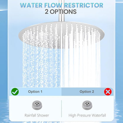 16 inch Ceiling Round Rain Shower Head Brushed Nickel - All Metal Stainless Steel 304, Full Body Round Rainfall Shower with 230 Silicone Nozzles