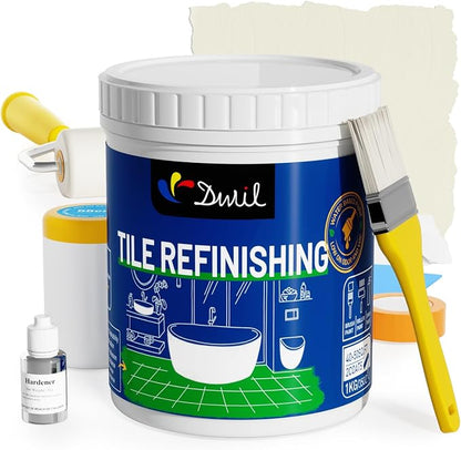 DWIL Tub Paint, Tub and Tile Refinishing Kit with Tools, Bathtub Paint Water Based &Low Odor, Easy to Use for Sink Bathroom Shower, Vanilla White 35oz/50-55sq.ft