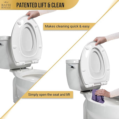 Bath Royale Toilet Seat Elongated with Cover BR501-02 Soft Close, Heavy Duty, Comfortable, Stain-Resistant and Easy to Keep Clean, Fits All Toilet Brands, Executive Series - Almond/Bone