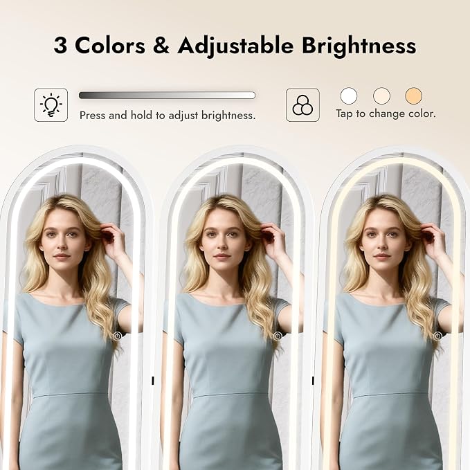 Zamilidon Full Length Mirror LED Lockable White Standing Jewelry Armoire | Secure lock design, multi-layer jewelry compartment, soft dimmable lighting, space-saving floor layout