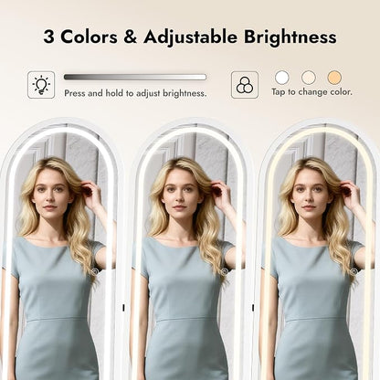 Zamilidon Full Length Mirror LED Lockable White Standing Jewelry Armoire | Secure lock design, multi-layer jewelry compartment, soft dimmable lighting, space-saving floor layout