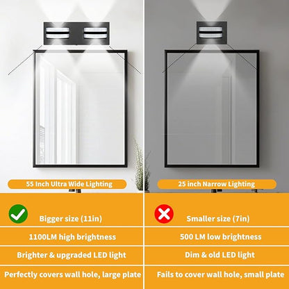 LED Bathroom Vanity Light, 360°Rotatable, 3CCT 2 Light, Black Modern Matte Bathroom Lighting Fixtures, Over Mirror Vanity Lights for Bedroom, Living Room, ETL Certified