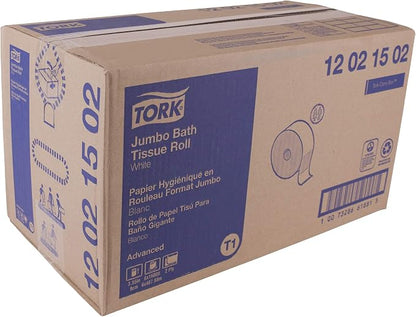 Tork Jumbo Toilet Paper Roll White T1, 2-ply, 6 x 1600 feet, 12021502 | Advanced, 6 Count (Pack of 1)