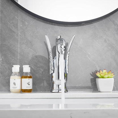 Chrome Bathroom Faucet Swan Shape Single Handle One Hole Bathroom Vanity Faucet Basin Tap Deck Mount Lavatory