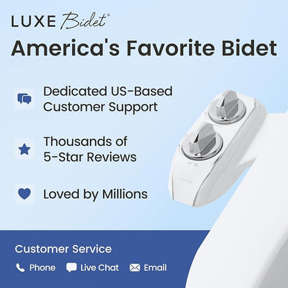 LUXE Bidet NEO 120 PLUS - Patented Non-Electric Bidet Attachment, Chrome | Non-Electric, Single Nozzle, Slide-In Install, 360° Self-Clean, EZ-Lift to Clean, Rear Wash