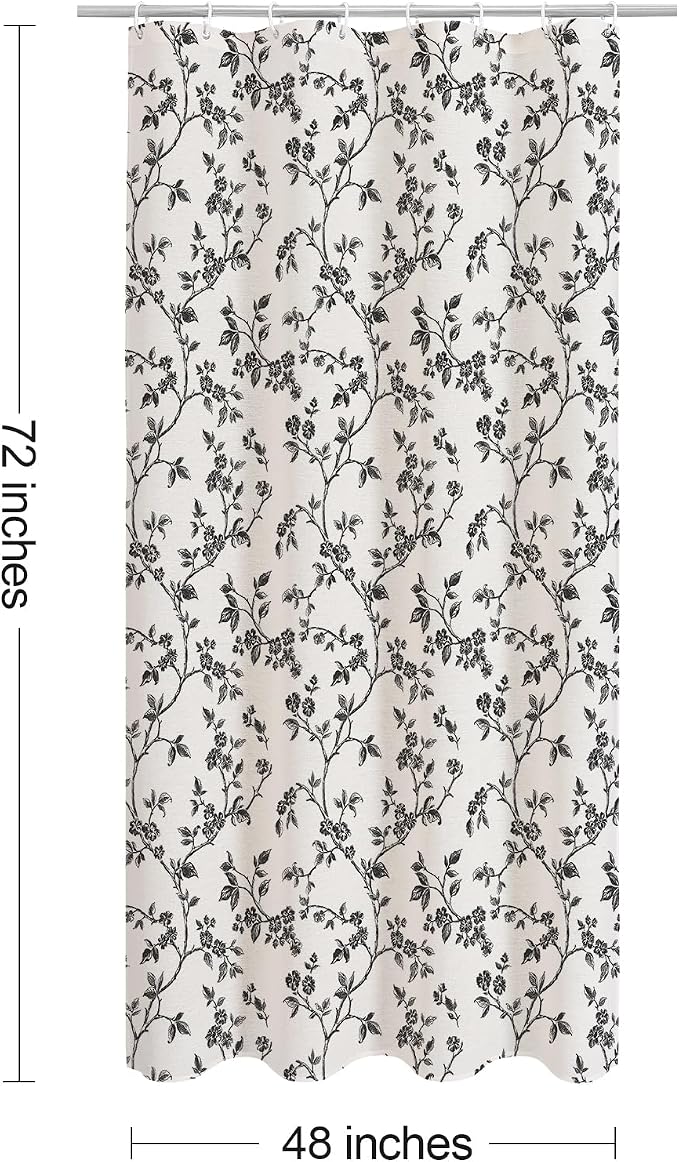 MitoVilla Small Stall Cotton Floral Shower Curtain for Bathroom,48 x 72 | Narrow BoHo Cottagecore Spring Shower Curtains, Modern Farmhouse Country Plant Leaves Bathroom Décor, 48 x 72