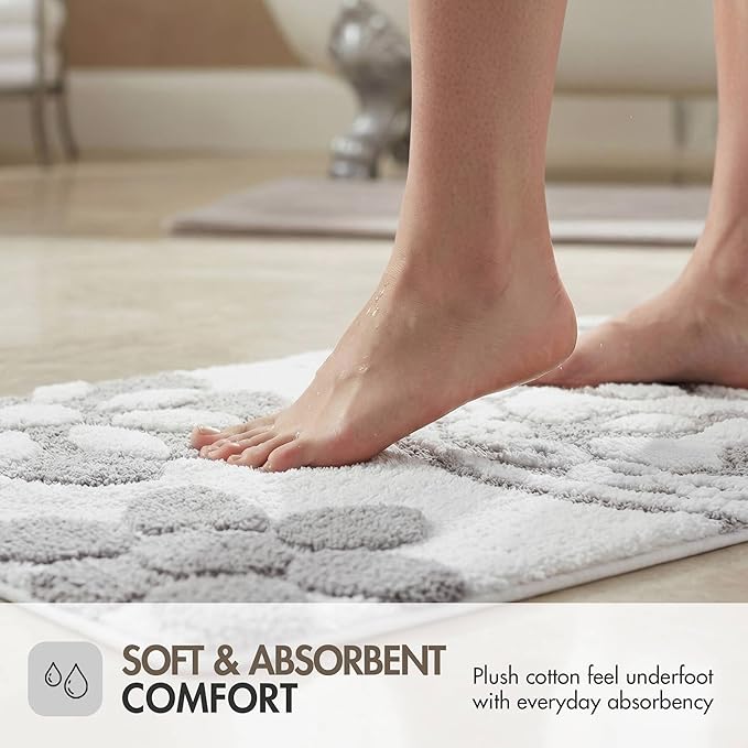 Madison Park Casablanca 100% Cotton Tufted Bathroom Rugs Luxurious Plush Medallion Floral Pattern Bath Mat Absorbent, Quick Dry, Spa Design Shower Room Décor, Rectangle 20" x 30", Grey