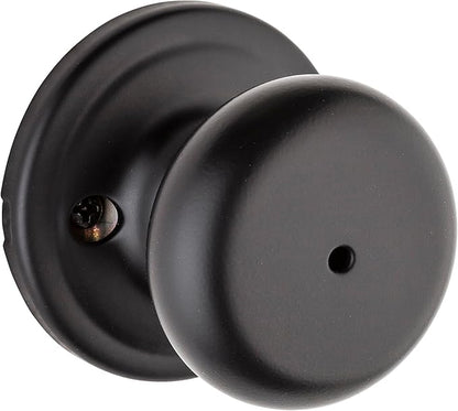 Kwikset Hancock Interior Privacy Door Knob with Lock, Door Handle For Bathroom and Bedroom, Matte Black Keyless Turn Lock Doorknob, with Microban Protection
