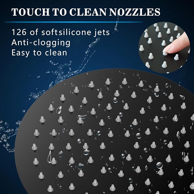 Voolan Rain Shower Head, High Pressure High Flow All Metal Rainfall Shower Head, Ultra-Thin Design-Pressure Boosting, Universal Wall and Ceiling Mount (10 Inch, Black)