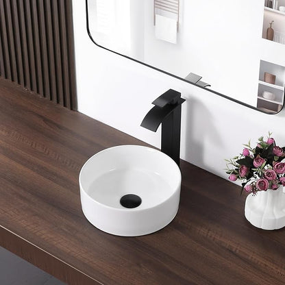Bathroom Sink 12 Inch Round Vessel Sink Above Counter Porcelain Ceramic Small Sink Bowl Ceramic Vessel Sinks for Bathrooms Ideal for Small Space (12.2"x12.2"x4.3")