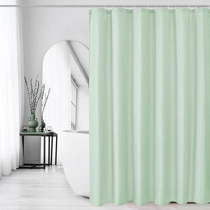 Small Stall Mint Green Fabric Shower Curtain, 36 x 72 | Narrow Half Cloth-Textured Shower Curtain for Bathroom, Water Repellent, Machine Washable